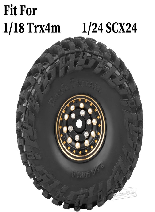 عجلات وإطارات RcarmubWow 1.0 Beadlock لسيارات الزحف التي تعمل بالتحكم عن بعد بمقياس 1/24 و1/18، طراز SCX24 وTRX4M، مصنوعة من النحاس، عجلات Beadlock 1.0، مجموعة إطارات Beadlock 1.0، إطارات طينية ناعمة لاصقة 1.0، 4 قطع - Image 2